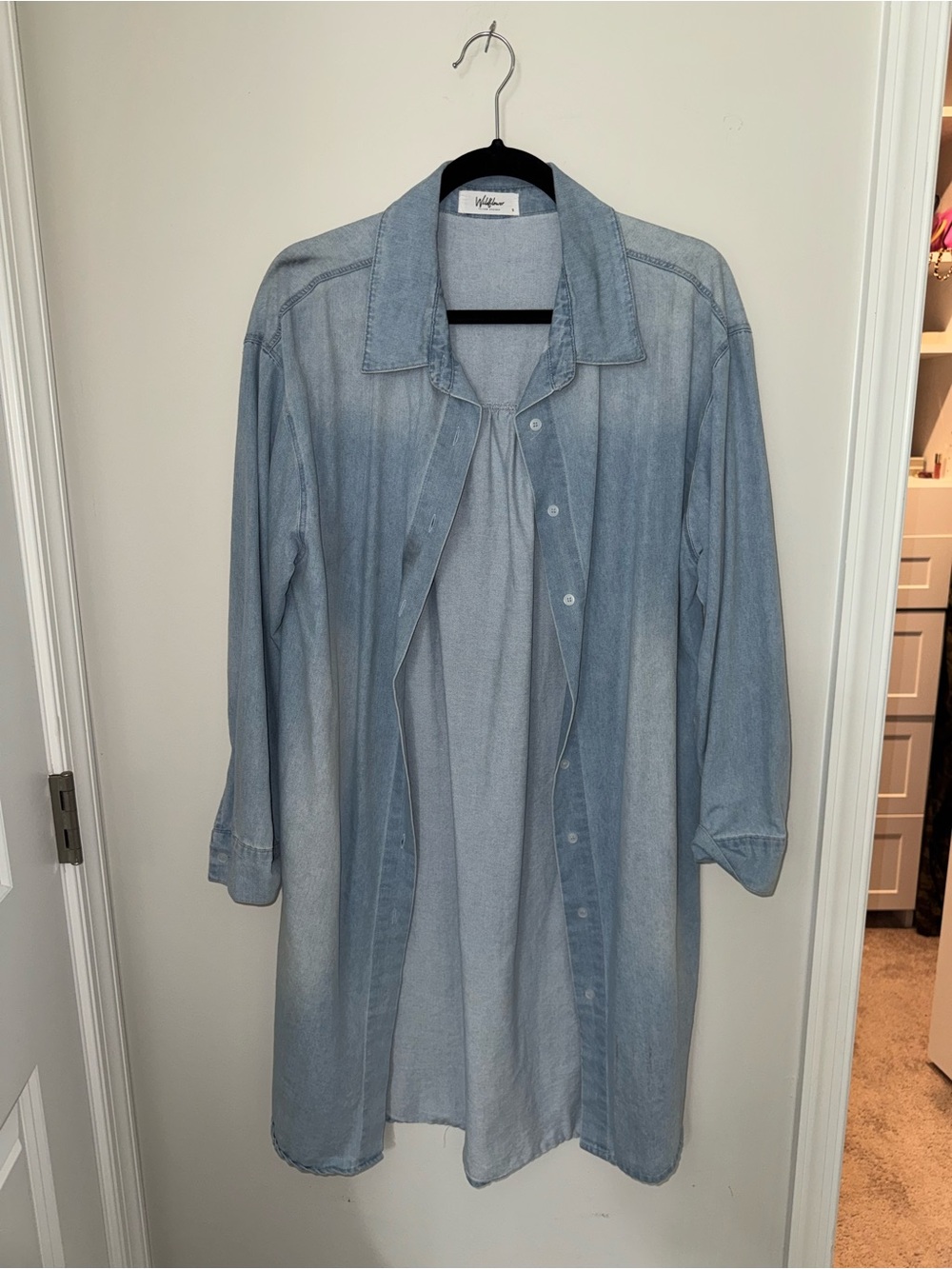 Wildflowers Faded Blue Denim Shirt Dress